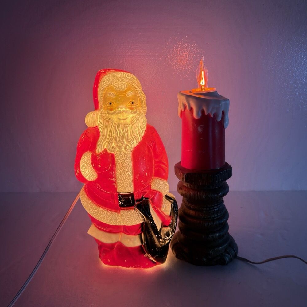 VTG 1968 Empire Santa Blow Mold Tabletop W/ Candle Light Up 13" Figure WORKS